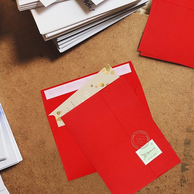 70 Packs A4 Envelope, Red A4 Envelopes, 4x6 Photo Envelopes for Invitations, Envelopes Self Seal for Weddings, Baby Shower, Photos, Postcards, Greeting Cards, Mailing-DeskLoop Office