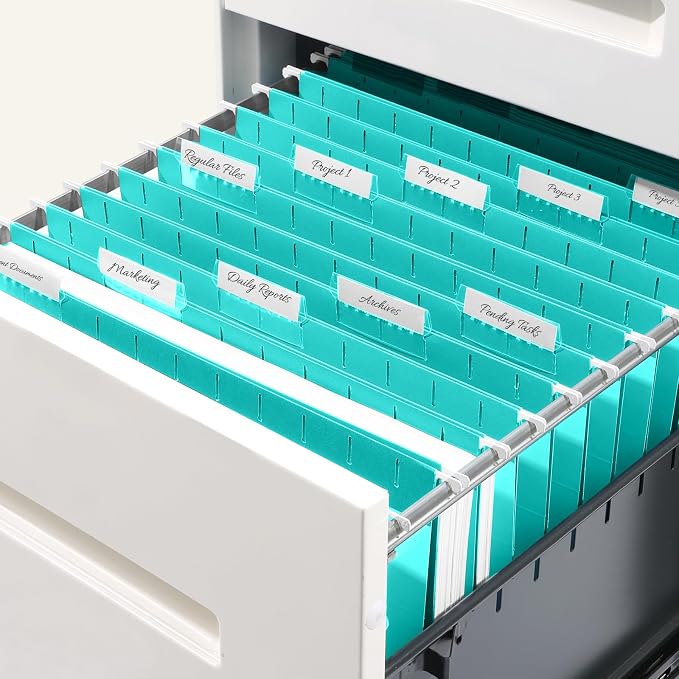SUNEE Hanging File Folders Teal, 25 Pack Letter Size File Folders - Image 7