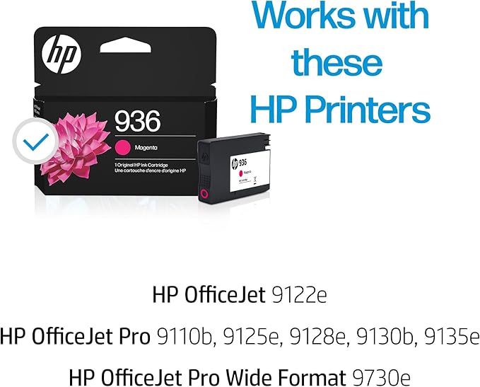 HP 936 Magenta Ink Cartridge | Works OfficeJet 9120 Series, OfficeJet Pro 9110, 9120, 9130 Series, OfficeJet Pro Wide Format 9730 Series | Eligible for Instant Ink | 4S6V0LN-DeskLoop Office