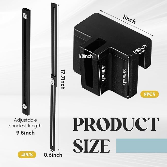 12 Pcs Metal Adjustable File Cabinet Rails Set Include 8 Hanging File Rail Clips 4 Cabinet Dividers Bars Suitable for Cabinets with Drawer Thickness Less Than 1/8 Inch(Black,10-18 Inch)-DeskLoop Office