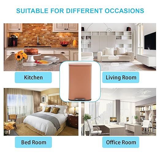 PayLessHere 13 Gallon (50L) Trash Can Kitchen Stainless Steel Trash Can Trash Can with Lid Removable Inner Bucket Foot Pedal Soft Close for Office Home Kitchen Garbage Can Trash Bin-DeskLoop Office