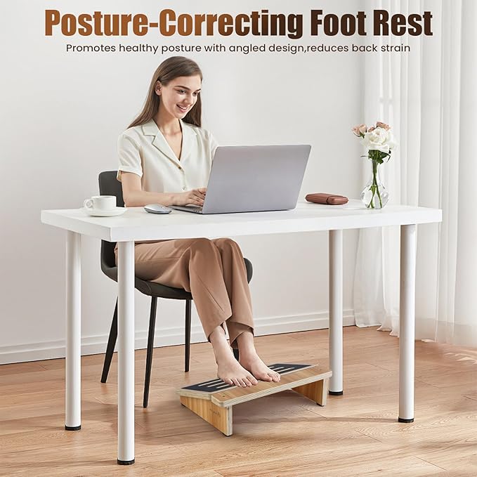 StrongTek Ergonomic Foot Rest Support, Under Desk Footrest, Non-Slip Foot Stool, 4" High, Improve Posture, Reduce Fatigue & Pain, 300lbs Capacity, Ideal for Office & Gaming, Enhance Health and Comfort-DeskLoop Office