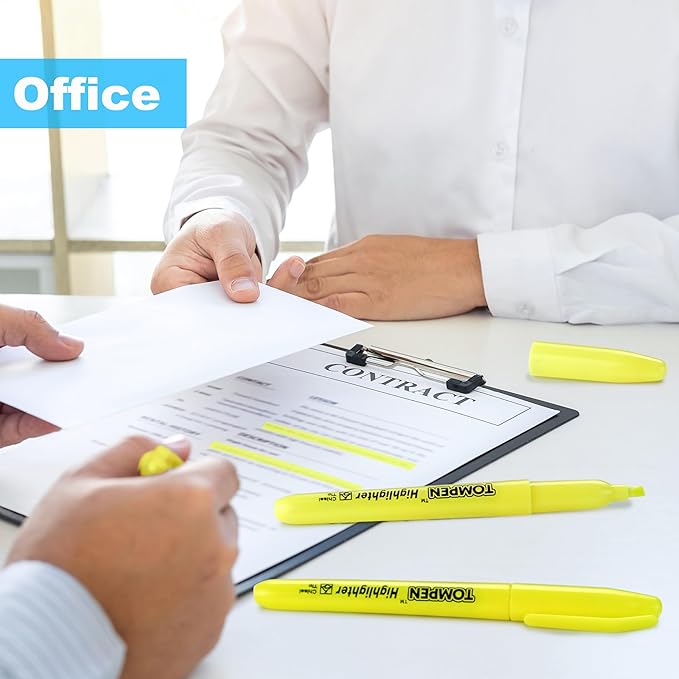 Highlighters Yellow 48 Pack – Bulk Chisel Tip High lighter Marker Set for School, Office, Bible Study, Journaling – Smear-Free, Quick Dry Ink – Fluorescent Pens for Teachers & Students-DeskLoop Office