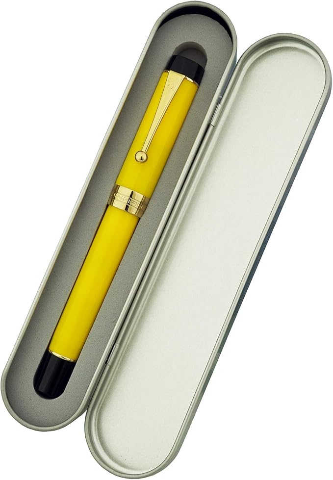 Jinhao 100 Fountain Pen Celluloid Classic Style, #6 Nib Smooth Writing Instrument with Refillable Converter and Pen Case Set-DeskLoop Office