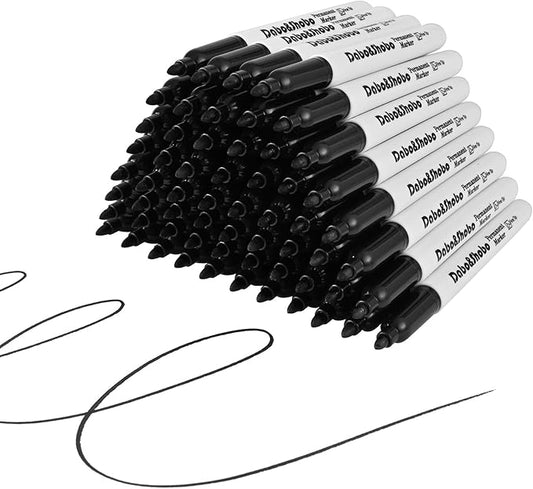 Dabo&Shobo 60 Pack Black Permanent Markers, Fine Point, Assorted Colors, Works on Plastic,Wood,Stone,Metal and Glass for Doodling, Coloring-DeskLoop Office