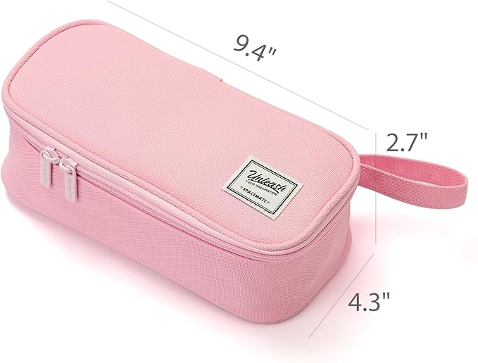 Pencil Case Pouch Box Bag School Supplies Girls Boys Kids, Cute Preppy Stuff Large Big Capacity Aesthetic Pen Organizer, Back to College Stationary, Light Pink, Standard Stlye, 1800ml-DeskLoop Office