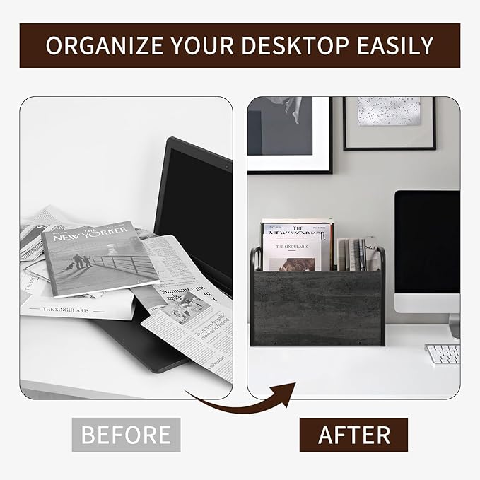 YINMIT Magazine Holder, Magazine Rack Floor, Magazine Storage Basket, Folder Organizer Bin for Books, Newspapers, Tablets-DeskLoop Office