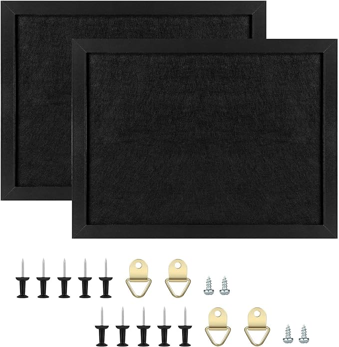 TORASO Cork Board Bulletin Board, 13" X 17" Cork Boards for Walls with Pins, Eye Bolts, gaskets, Screws, Pin Board for Office, School and Home (BK,33 * 43cm,2P)-DeskLoop Office