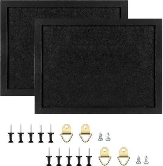 TORASO Cork Board Bulletin Board, 13" X 17" Cork Boards for Walls with Pins, Eye Bolts, gaskets, Screws, Pin Board for Office, School and Home (BK,33 * 43cm,2P)-DeskLoop Office
