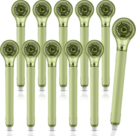 10 Pack Correction Tape Pen Correctional Ink Tape Push Pull Protective, Easy to Use Applicator for School Office Supplies, 0.2 x 236 Inch (Green Color)-DeskLoop Office