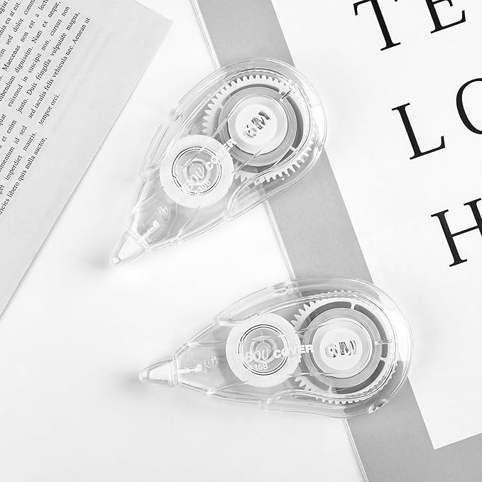 White Correction Tape Dispenser, Easy To Use Applicator for Instant Corrections, For school, Office (12pack, 6M/256, Tape Width 0.2in)-DeskLoop Office