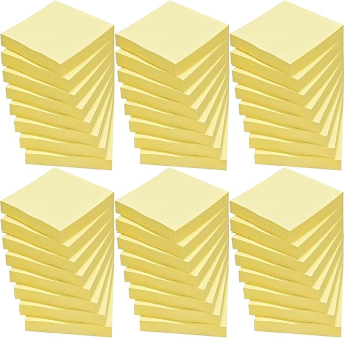 48 Pack 2400 Sheets Sticky Notes 3x3 Inches Bulk Colored Posted Notes Yellow Notes Stickies Note Pads for Office, School, and Home Supplies, 50 Sheets/pad-DeskLoop Office