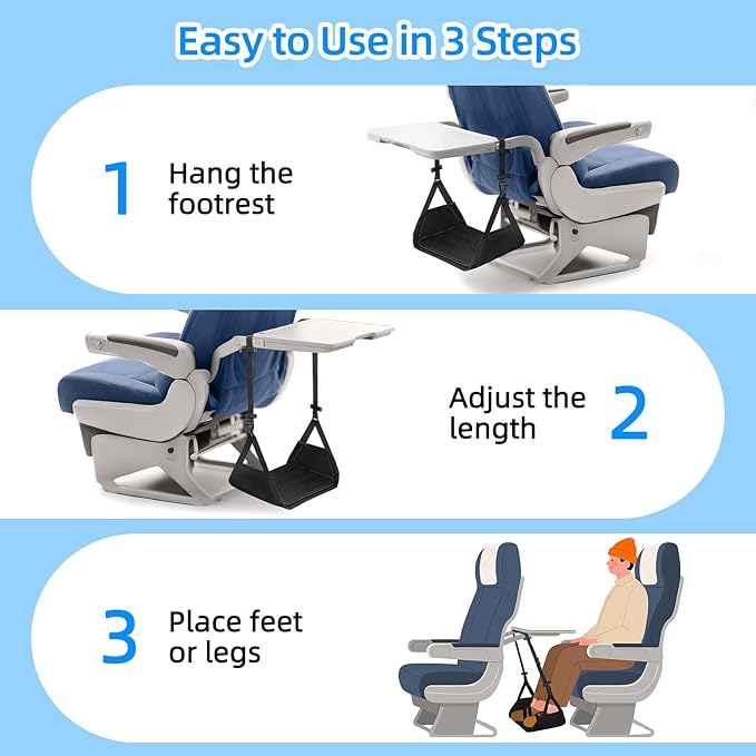 Airplane Foot Hammock for Plane Travel,Foot Sling Swing Rest for Airplane Travel,Plane Foot Hammock and Leg Rest for Long Air Flight,Feet Hammock Footrest and Leg Sling for Long Air Flights.-DeskLoop Office