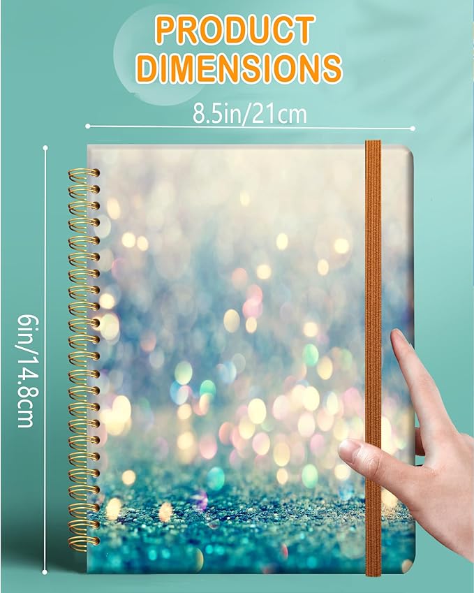 Ruled Spiral Writing Notebook,A5 Hardcover Lined College Journal for Women Lady,Fashion Puppy Watercolor Strong Twin-Wire Binding with Premium Paper,8.4" X 6",Perfect for School,Office,Home Gifts(Beautiful Blue Shiny)-DeskLoop Office