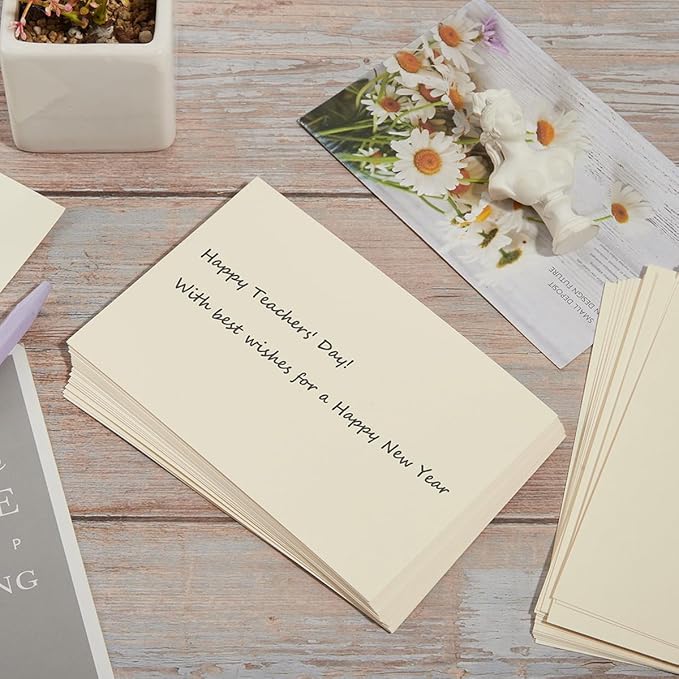 50 Sheets Blank Cardstock Paper 250 GSM Thick Heavy Cards Stock for DIY Art Projects, Card Making, Postcards, Greeting Cards, Birthday Party, Wedding Invitations (Cream, 4x6 inches)-DeskLoop Office