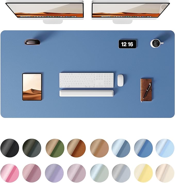 YSAGi Leather Desk Protector, Office Mat, Large Mouse Mat, Non-Slip PU Leather Blotter, Laptop Desk Mat, Waterproof Writing Pad for Office and Home (Sea Blue, 47.2" x 23.6")-DeskLoop Office