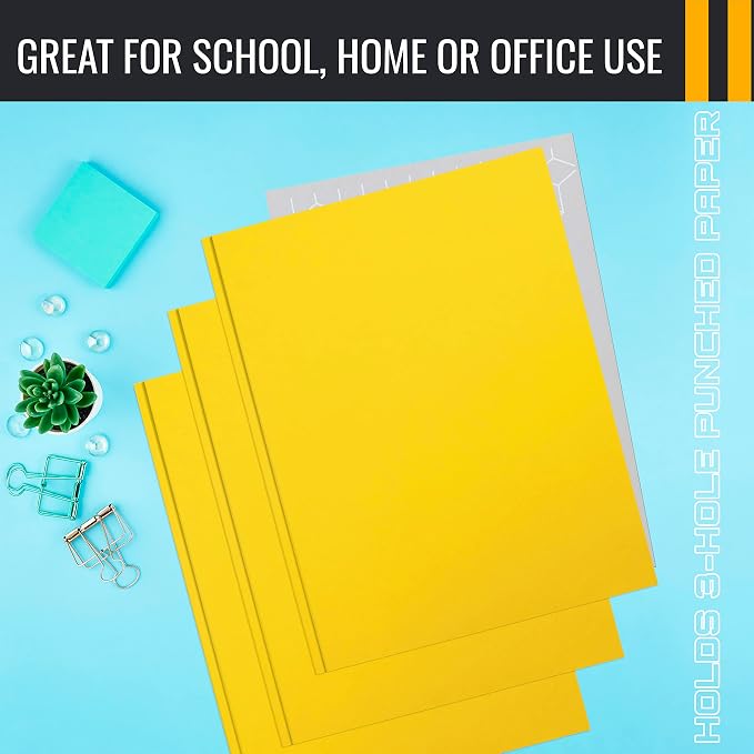 Better Office Products Yellow Paper 2 Pocket Folders - Image 6