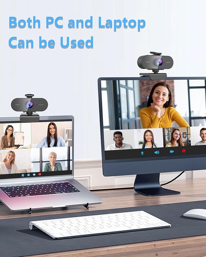 2K Webcam for PC Mac Laptop with Microphone,Full HD Web Cam for Streaming with Privacy Cover Sliders,USB C Web Camera for Desktop Computer Monitor,External Small Best Webcam For Microsoft Teams Gaming-DeskLoop Office