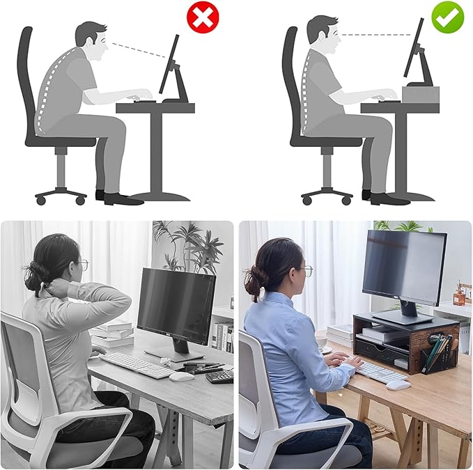 Printer Stand,Desktop Printer Stand with 2-Tier Storage Shelves for Home Office,Desk Organizer with Drawer and 2 Pen Holders for Fax Machine Scanner Files