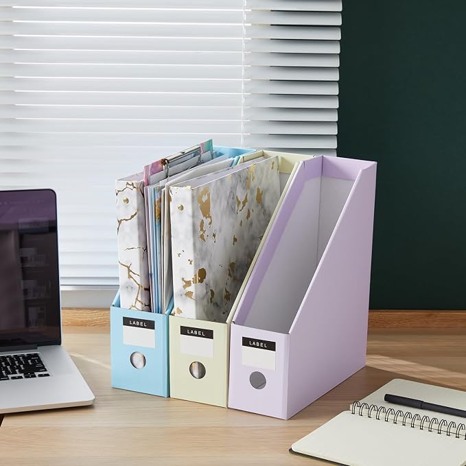 Y YOMA Cardboard File Magazine Holder, Pastel Color, 12 Pack Desktop Binder - Image 8