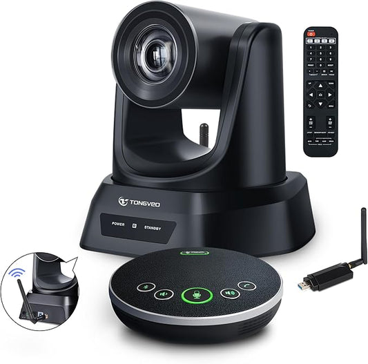 Wireless Conference Room Webcam, Church Live Streaming 20X USB 1080P 60fps PTZ Camera for Worship Services Online Conference, Works with Zoom, Skype OBS Easy to Set Up-DeskLoop Office