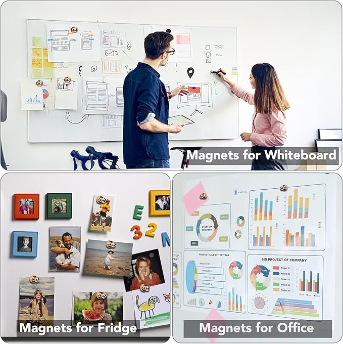 LOVIMAG Refrigerator Magnets, Fridge Magnets, Strong Whiteboard Magnets, Gold 25 Pcs Magnetic Push Pins, Strong Metal Magnets for Fridge, Whiteboard, Office, Classroom, Map, Kitchen-DeskLoop Office