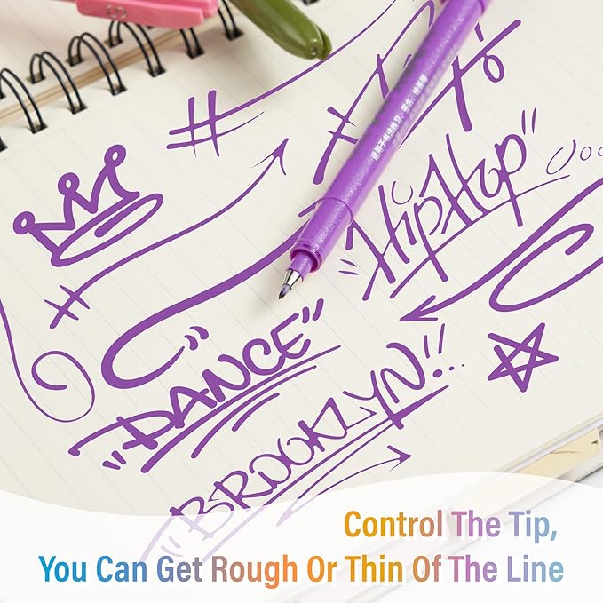 Felt Tip Pens, 15pcs Calligraphy pen Assorted Colors Sign Brush Pen Art Brush Marker Water Based Journaling Pen Set for Beginners Beginner Adult Lettering, Calligraphy (15pcs)-DeskLoop Office