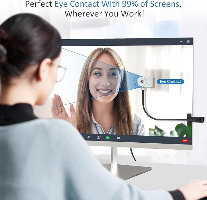 Webcam 1080P for PC, Eye Contact Webcam for Desktop Computer (White)-DeskLoop Office