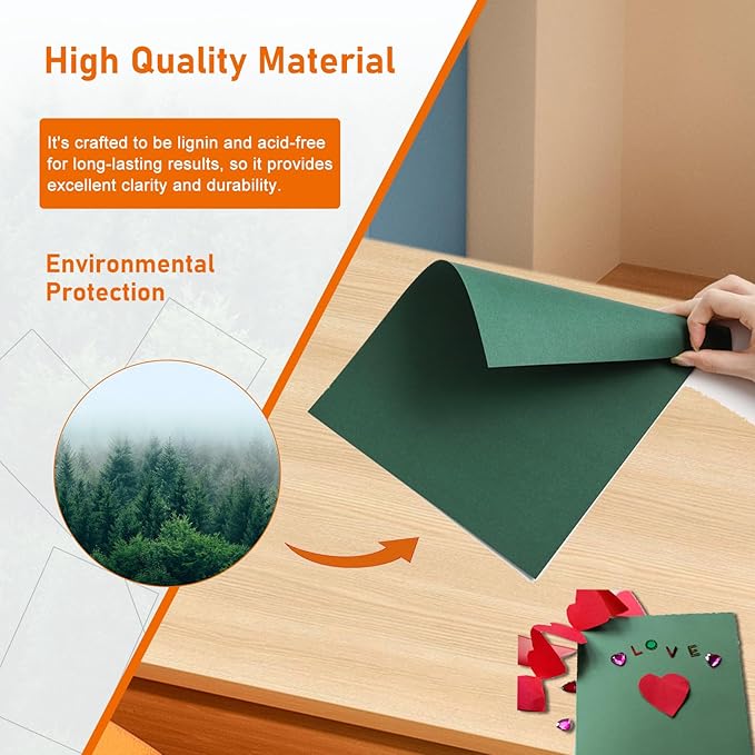 100 Sheets Dark Green Cardstock 8.5 x 11 Scrapbooking Paper, 75lb Heavyweight Green Construction Paper Card Stock for DIY Cards Making, School Crafting, Office Printing, Birthday, Memos-DeskLoop Office