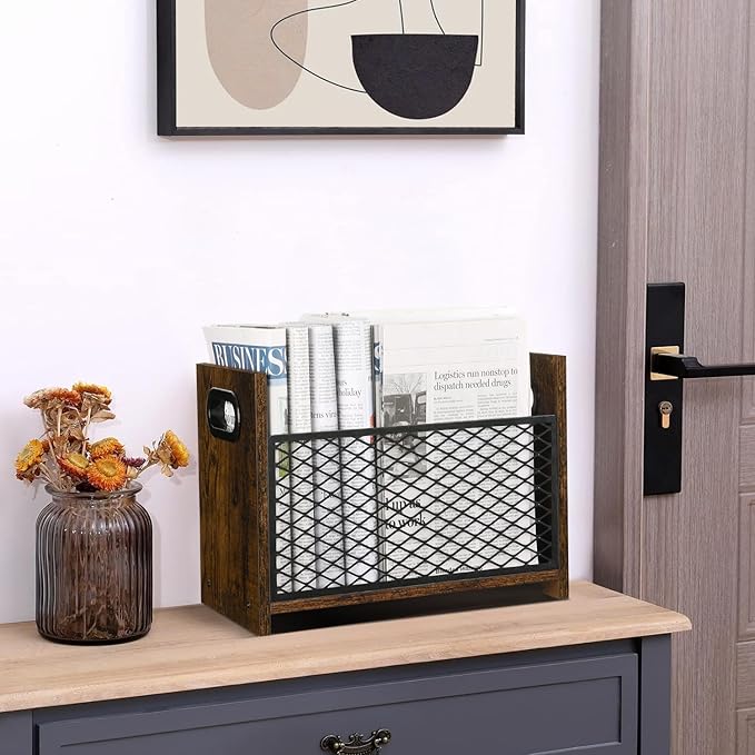 YINMIT Magazine Holder, Magazine Rack Floor, Magazine Storage Basket, File Holder Organizer, Folder Organizer for Magazines, Books, Newspapers, Tablets (Medium)-DeskLoop Office
