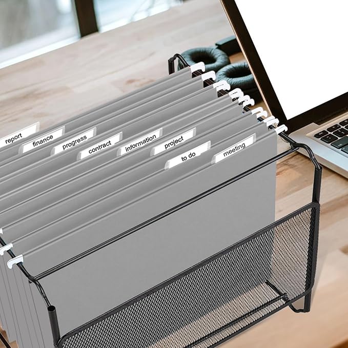 HERKKA Hanging File Folders, 60 Pack Reinforced Letter Size Hanging Folders, Designed for Bulky Files, Filing Cabinet, 1/5-Cut Adjustable Tabs (Gray)-DeskLoop Office