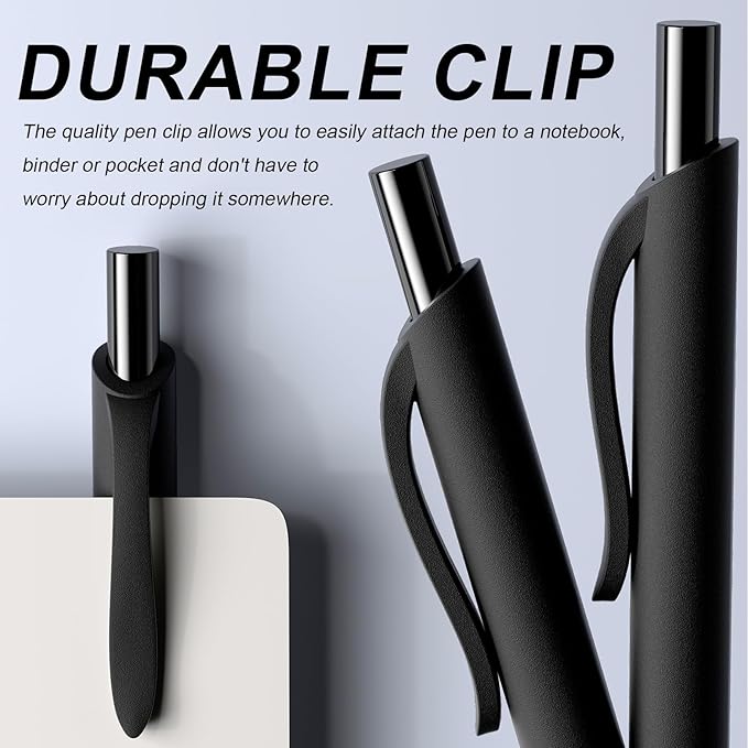 50 Pack Black Ink Pens - Bulk Pens, 1.0MM Medium Point Ballpoint Pens, Smooth Writing No Bleed Retractable Ball Point Pen (Black)-DeskLoop Office