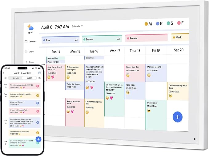 Dragon Touch 15.6" Digital Calendar Chore Chart – 1080P Full HD Interactive Touchscreen, Smart Family Planner, Hearth Display Digital Calendar Wall & Desk Mountable for Seamless Scheduling