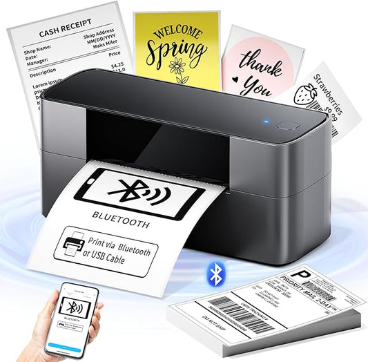 Bluetooth Thermal Shipping Label Printer 4x6, Wireless Shipping Label Printer for Small Business, Desktop Label Printers for Shipping Packages, Compatible with Amazon, Ebay, Shopify, Etsy, USPS-DeskLoop Office