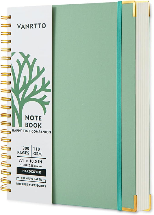 Hardcover Spiral Notebook, B5 Notebooks College Ruled, 110 GSM Thick Lined Paper Notebooks for Work, School and Travel, 300 Pages Journals for Writing, Large Journal for Women and Men Green B5-DeskLoop Office