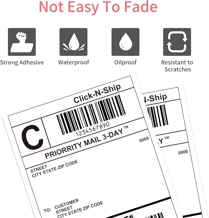 L LIKED 4000 Thermal Labels 4" x 6" Perforated Industrial Thermal Shipping Labels with 3" Core, (Commercial Grade)-DeskLoop Office
