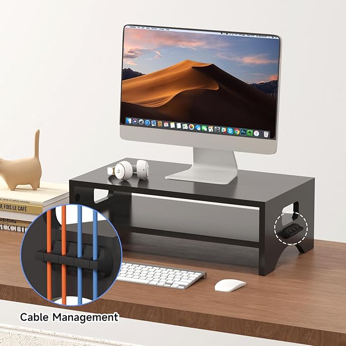 Pholiten Monitor Stand Riser, Desktop Stand, Computer Stand, Ergonomic Design, Two-Level Design, Desktop Organization, Keyboard Smartphone Storage, Printer Stand, Display Stand, 16.5 x 9.3 x 5.6-DeskLoop Office