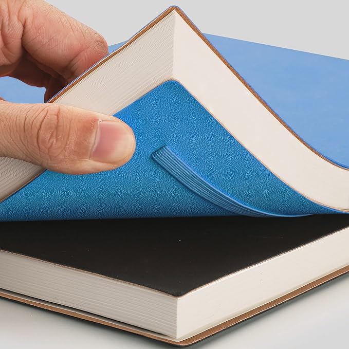 AHGXG Bullet Dotted Journal 2 Pack - B5 Large Journal Dot Grid Notebook (7.6'' X 10'') with Thick 120gsm Dot Paper, Soft Leather Cover, Total 384 Pages, Inner Pocket - BlackBlue-DeskLoop Office