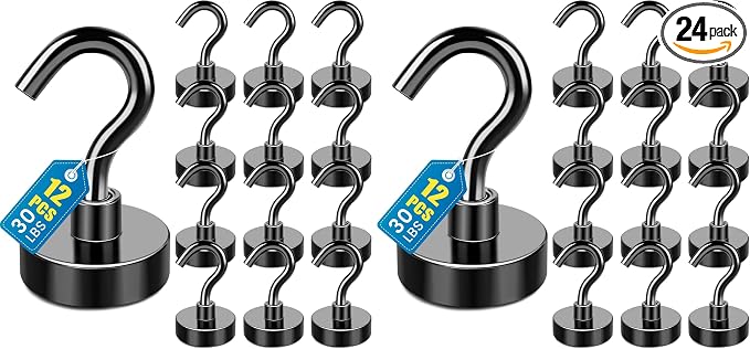 LOVIMAG Black Magnetic Hooks, 25Lbs Strong Magnetic Hooks Heavy Duty by LOVIMAG