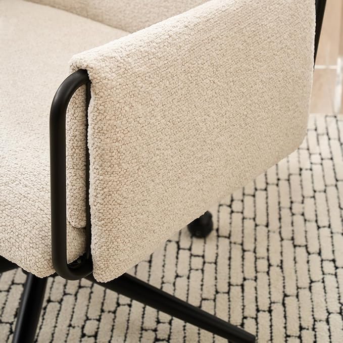 Kidol & Shellder Office Desk Chair Set of 2 with Arm, Swivel Adjustable Height with Wheels Comfortable Wide Seat for Home Office, Bedroom, Makeup Room, Beige-DeskLoop Office