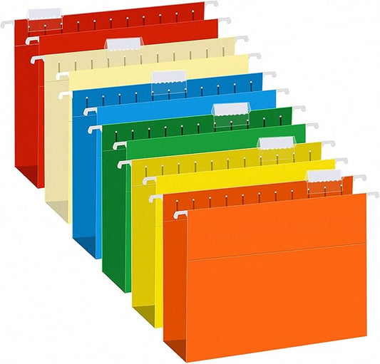 Extra Capacity Hanging File Folders, RAZCC 30 Pack Letter Size Reinforced Hanging Folders with Heavy Duty 3 Inch Expansion for Bulky Files, Filing Cabinet, Adjustable Tabs, Assorted Colors-DeskLoop Office