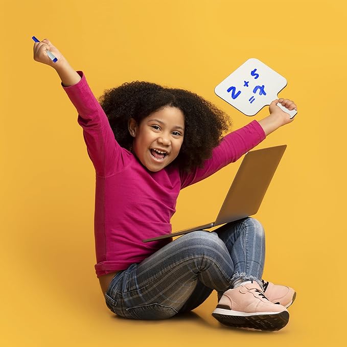 Flipside Products Rectangular Dry Erase Answer Paddles w/Black Dry Erase Marker and Erasers, Auction, Handheld Whiteboard, Handle Response Board, 72 Pieces, Set of 24-DeskLoop Office