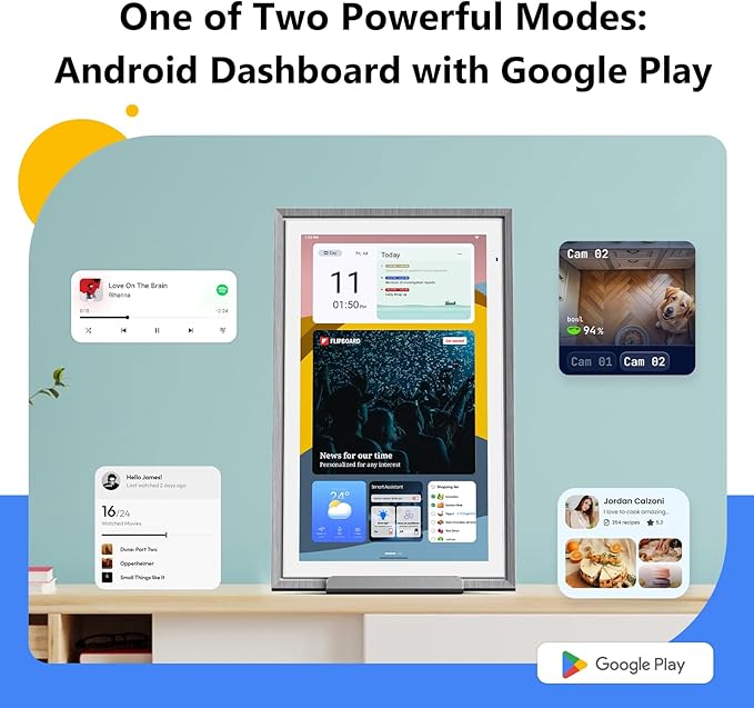 ApoloSign Digital Calendar: 15.6" Wall Planner Electronic Calendar, Smart Touchscreen Interactive Display for Chore Chart, Family Schedules, Supports All Apps via Google Play (Gray Wood, 15.6-inch)-DeskLoop Office