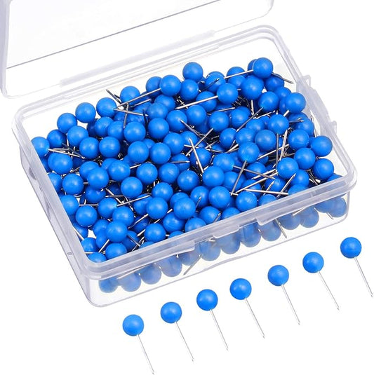 Map Tacks Push Pins Small Size 300 Packs (Blue, 1/5 Inch)-DeskLoop Office