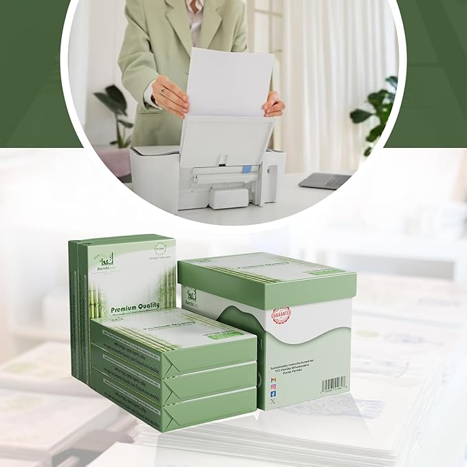 Bamboo Printer Paper - 8 1/2” x 11” - 20LB Multipurpose White Paper - Made from Bamboo Fiber, Renewable Resources, Zero Trees Used - 5 reams (2500 Sheets)-DeskLoop Office