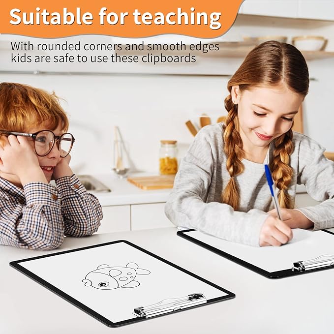 Black Clipboards, PANDRI 12 Pack Plastic Black Clipboards with Low Profile Clip 12.5 x 9 Standard Letter Size Clipboard for classrooms Office-DeskLoop Office