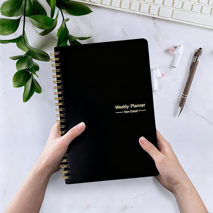 Undated Weekly Planner with Goal & Habit Tracker Notebook Spiral Binding Small - Image 7