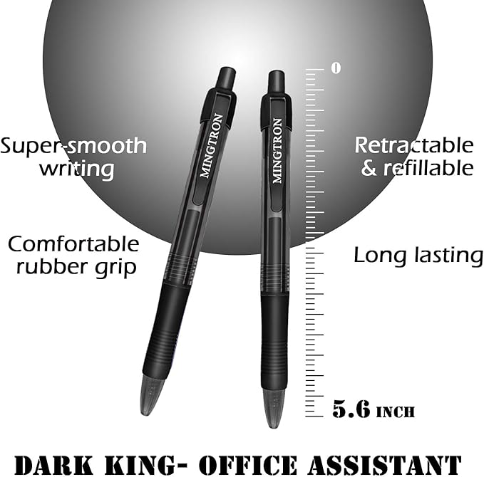 Gel Pens, 50 Pack Black Pens Fine Point, No Smear Ink Pens for Left Hand, Click Pens Bulk, Retractable Rollerball Pens for Smooth Writing, 0.5MM, Black Ink-DeskLoop Office
