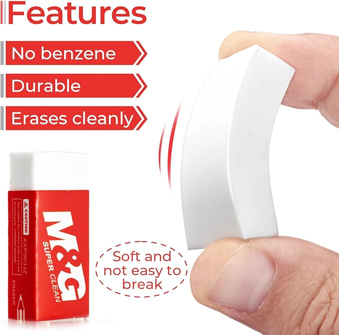 M&G Pencil Eraser for Kids, 30 Pack, White Erasers Bulk, Erasers for Artists, Drawing Erasers for Sketching, Small Pencil Erasers, Art Erasers for Drawing, School Erasers Office Supplies-DeskLoop Office
