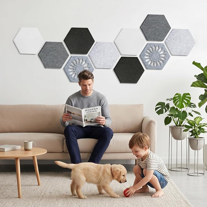 10 Pack Hexagon Felt Bulletin Board Tiles, 9mm Thick Pin Board - Image 7